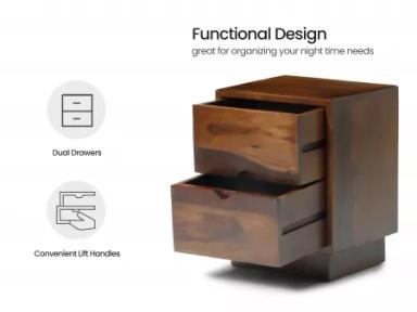 Alexa Solid Wood Bedside Table