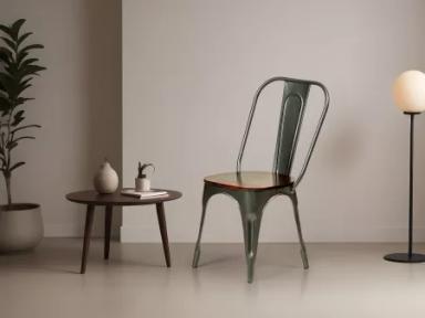 Daisy Chair   Metal Frame and Wooden Top