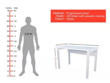 Power Engineered Wood Office Table in White Color