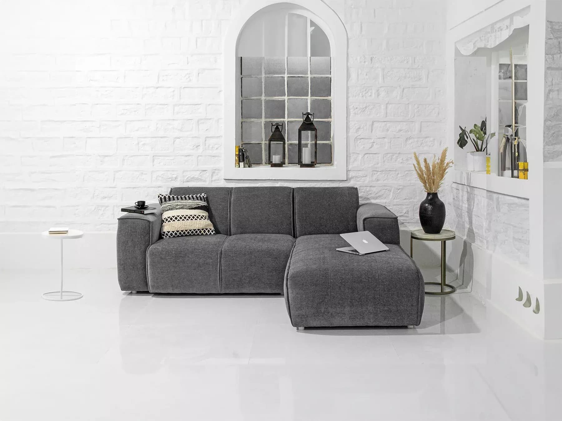 Cosmos L Shaped Sofa in Grey Color