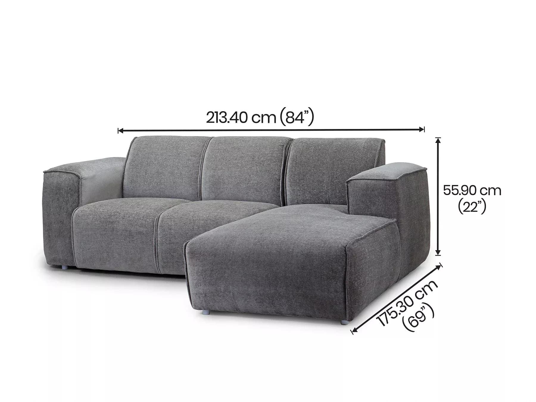 Cosmos L Shaped Sofa in Grey Color