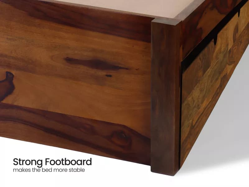 Belle Solid Wood Queen Size Double Bed with Storage