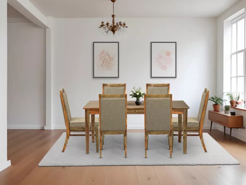 Belle Solid Wood 6 Seater Dining Set
