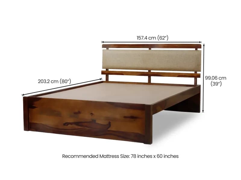 Belle Solid Wood Queen Size Double Bed