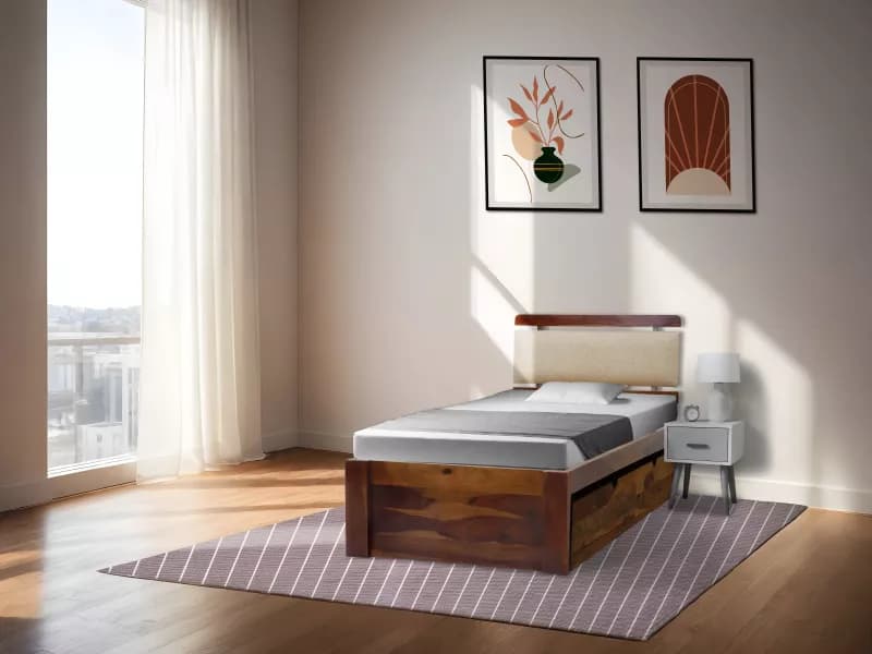 Belle Solid Wood Single Bed with Storage