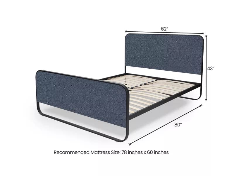 Chloe Queen Size Double Bed in Grey Color