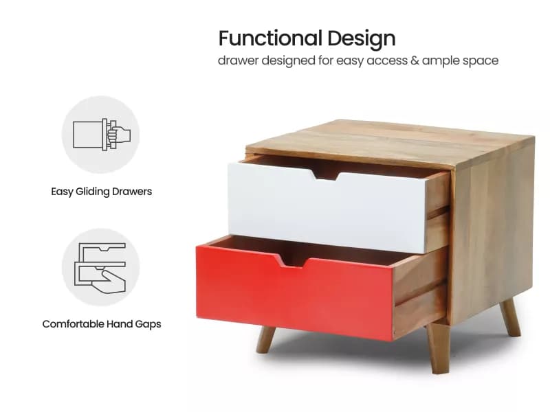 Erica Solid Wood Bedside Table
