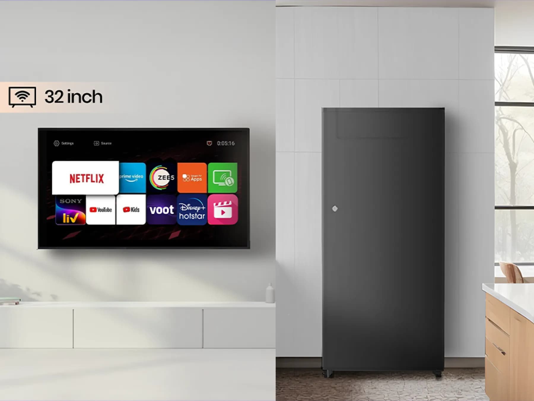 Smart LED TV and Fridge Combo