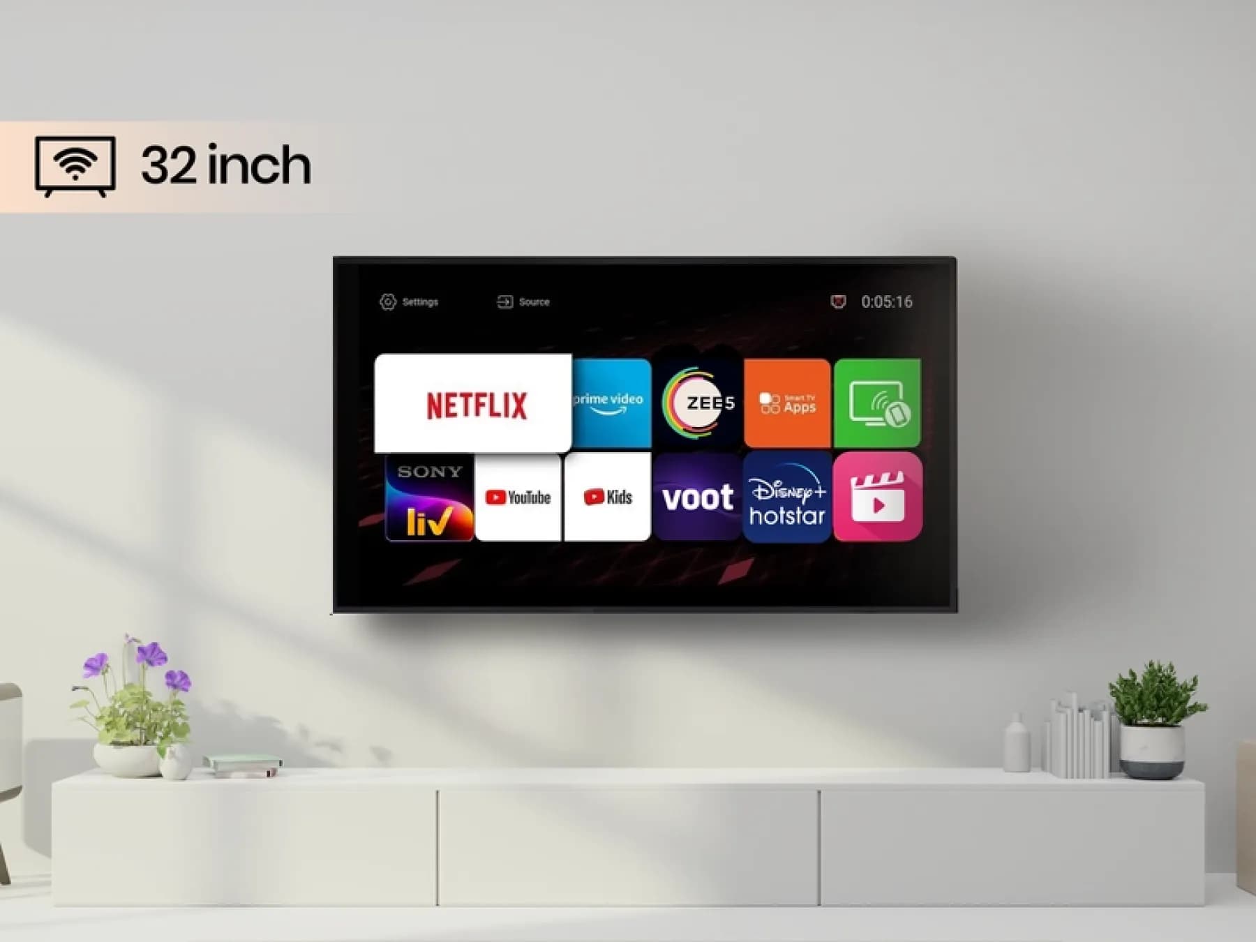 32 Inches TV with Media Streaming Device
