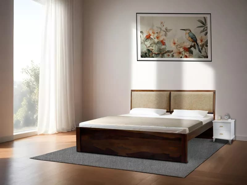 Vesta Solid Wood King Size Double Bed with 6 Inches Memory Foam Mattress