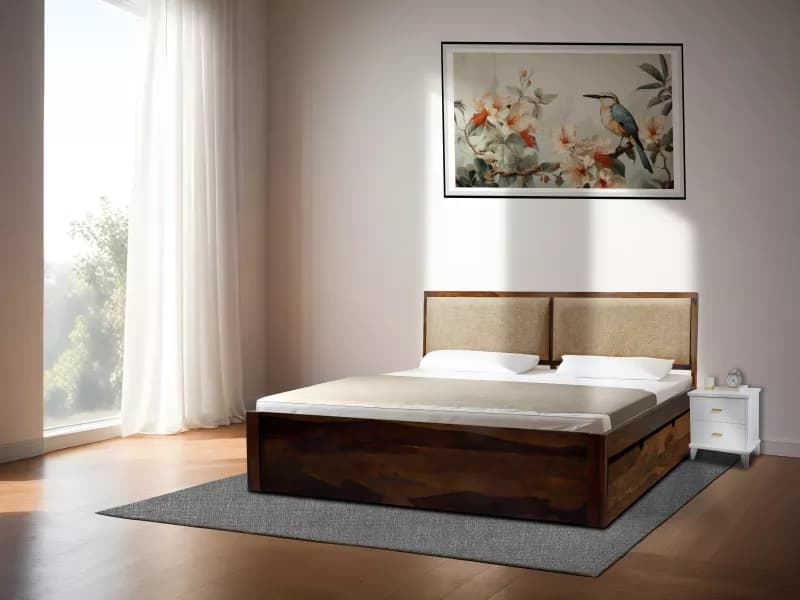 Vesta Solid Wood King Size Double Bed with Storage