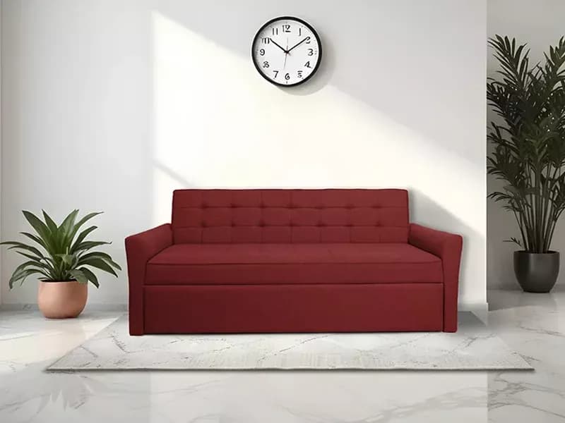 Zenith Sofa Cum Bed in Rustic Ruby
