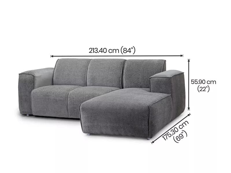 Cosmos L Shaped Sofa in Grey Color