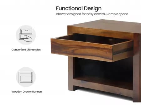 Belle Solid Wood Bedside Table