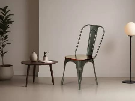 Daisy Chair   Metal Frame and Wooden Top