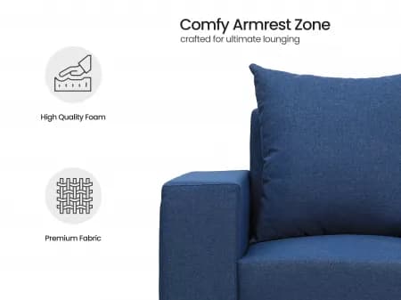 Hugo Upholstered Single Seater Sofa in Blue Color
